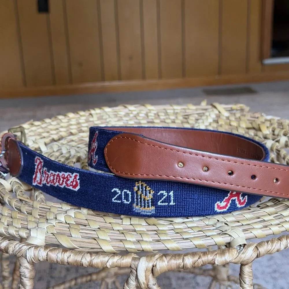 NWT Atlanta Braves 2021 World Series Needlepoint Belt by Smathers & Branson 32
